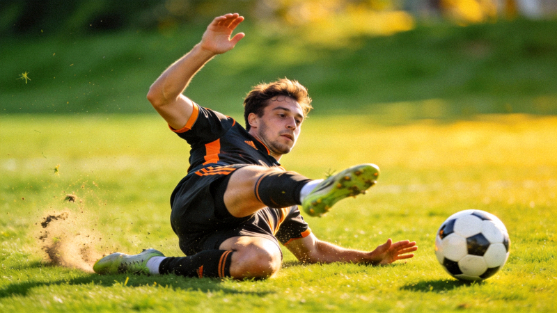 足球运动员在比赛中意外滑倒的搞笑瞬间